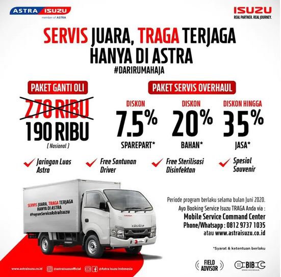 Astra Isuzu Kasih Diskon Suku Cadang dan Ongkos Servis Hingga 35 Persen.